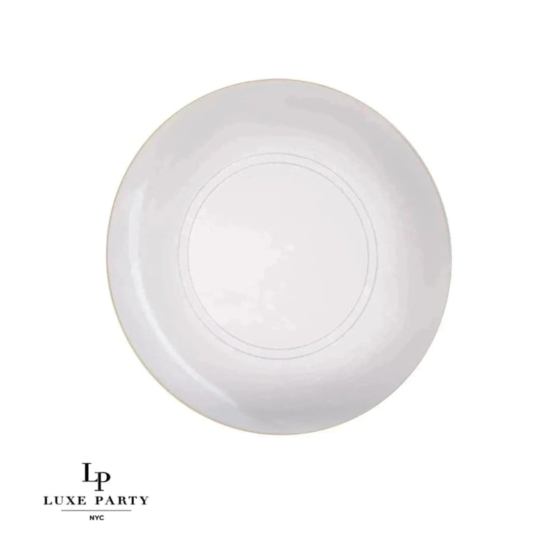 Round Accent Plastic Plates Round Clear • Gold Plastic Plates | 10 Pack