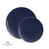 Round Accent Plastic Plates Round Navy • Gold Plastic Plates | 10 Pack