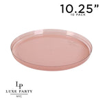 Round Accent Plastic Plates Round Transparent Rose Walled Plastic Plate | 10 Pack