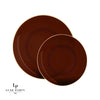 Round Accent Plastic Plates Transparent Round Mocha • Gold Plastic Plates | 10 Pack