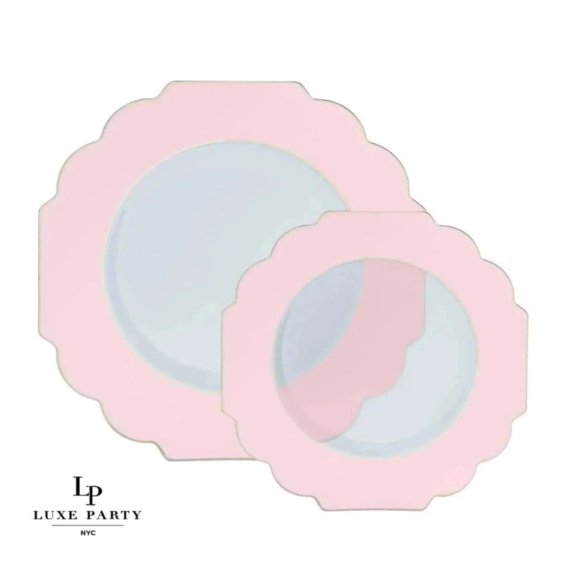 Scallop Design Plastic Plates Scalloped Clear Blush • Gold Plastic Plates | 10 Pack