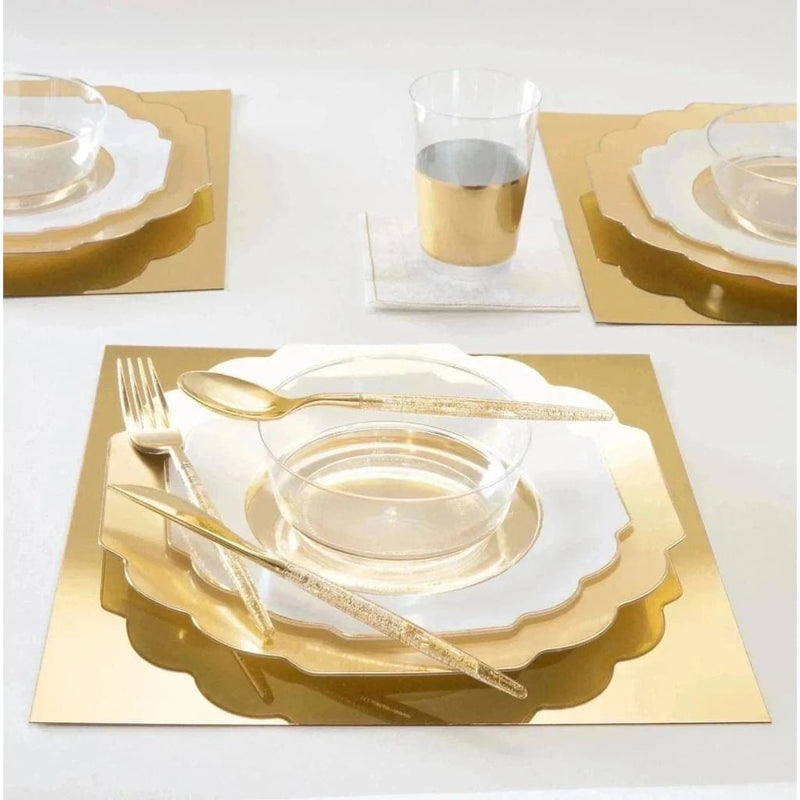 Scallop Design Plastic Plates Scalloped Clear Gold Plastic Plates | 10 Pack