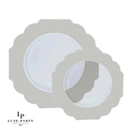 Scallop Design Plastic Plates Scalloped Clear Silver Plastic Plates | 10 Pack