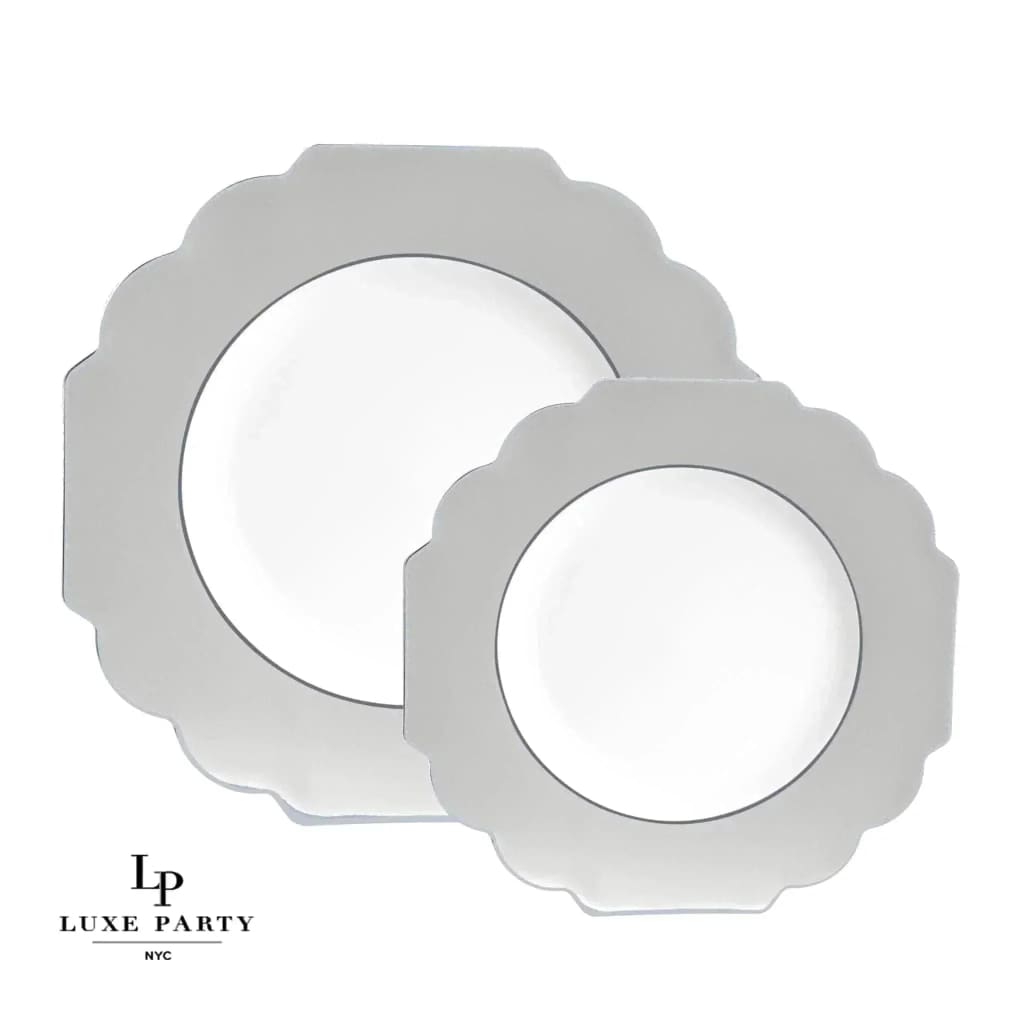 Scallop Design Plastic Plates Scalloped Silver Plastic Plates | 10 Pack