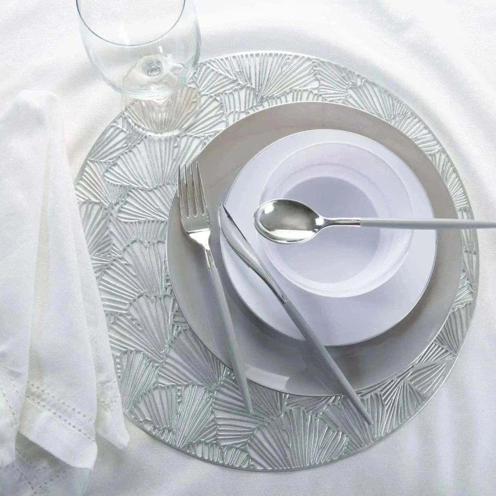 Shell Placemats Round Shell Laser Cut Placemat in Silver