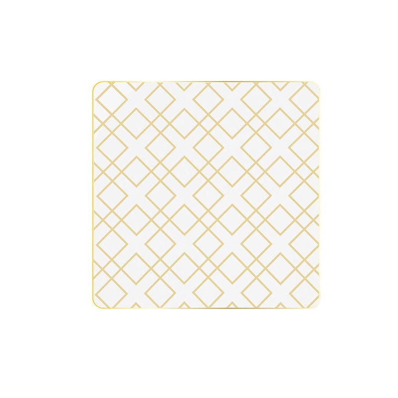 Square Accent Pattern Plastic Plates Square Clear • Gold Pattern Plastic Plates | 10 Plates