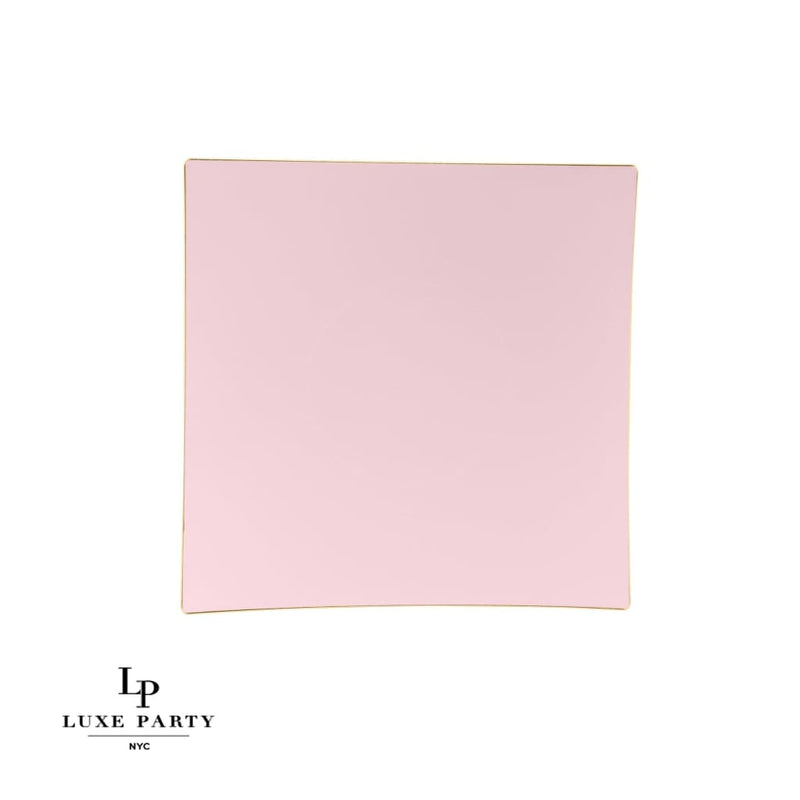 Square Accent Plastic Plates Square Coupe Blush • Gold Plastic Plates | 10 Pack