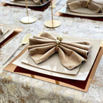 Square Accent Plastic Plates Square Coupe Linen • Gold Plastic Plates | 10 Pack