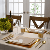 Square Accent Plastic Plates Square Coupe Linen • Gold Plastic Plates | 10 Pack