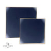 Square Accent Plastic Plates Square Coupe Navy • Gold Plastic Plates | 10 Pack