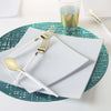 Square Accent Plastic Plates Square Coupe White • Gold Plastic Plates | 10 Pack