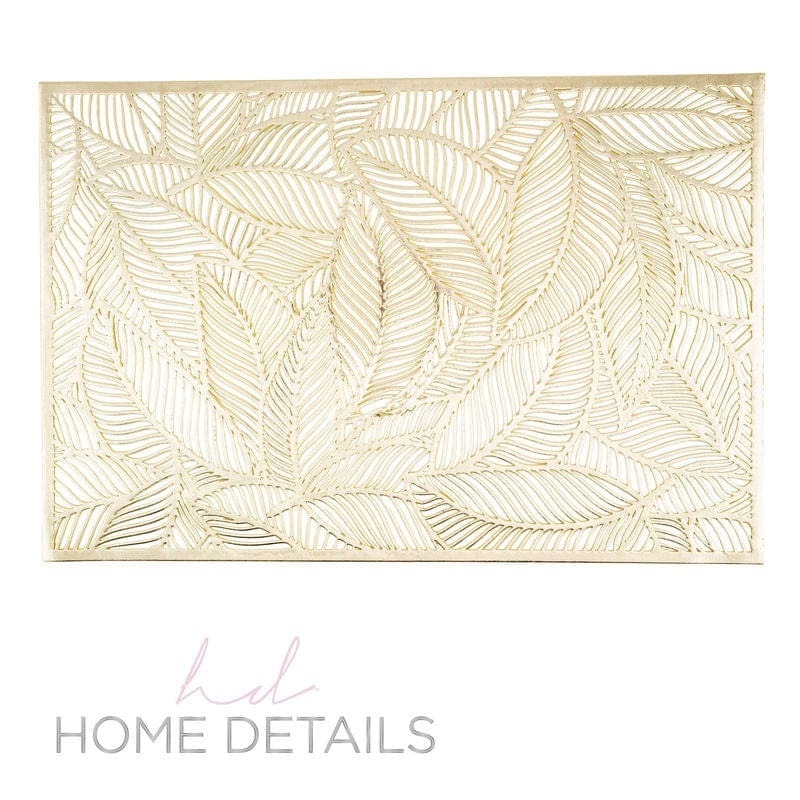 The Pear Placemats Home Details Pear Leaf Laser Cut Placemat in Gold