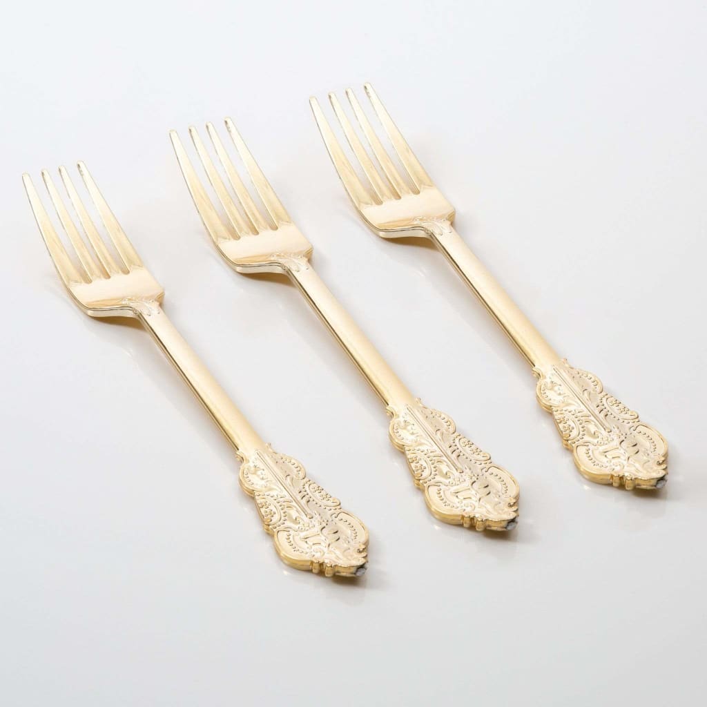 Venetian Handle Forks Venetian Design Gold Plastic Forks | 20 Forks