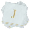 Luxe Party Napkins 16 Cocktail Napkins - 5" x 5" Letter J Gold Monogram Paper Disposable Cocktail Napkins | 16 Napkins