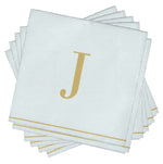 Luxe Party Napkins 16 Cocktail Napkins - 5" x 5" Letter J Gold Monogram Paper Disposable Cocktail Napkins | 16 Napkins