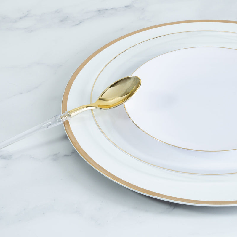 Luxe Party NYC Chargers White and Gold Plastic Charger Plate | 1 Charger