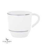 Luxe Party NYC Coffee Cup 12.5 Oz Round White • Silver Plastic Coffee Cup | 8 Cups