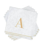 Luxe Party NYC Napkins 16 Cocktail Napkins - 5" x 5" Letter A Gold Monogram Cocktail Paper Disposable Napkins | 16 Napkins