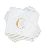 Luxe Party NYC Napkins 16 Cocktail Napkins - 5" x 5" Letter C Gold Monogram Cocktail Paper Disposable Napkins | 16 Napkins