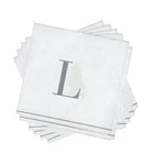 Luxe Party NYC Napkins 16 Cocktail Napkins - 5" x 5" Letter L Silver Monogram Cocktail Paper Disposable Napkins | 16 Napkins