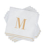 Luxe Party NYC Napkins 16 Cocktail Napkins - 5" x 5" Letter M Gold Monogram Cocktail Paper Disposable Napkins | 16 Napkins