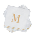 Luxe Party NYC Napkins 16 Cocktail Napkins - 5" x 5" Letter M Gold Monogram Cocktail Paper Disposable Napkins | 16 Napkins