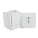 Luxe Party NYC Napkins 16 Cocktail Napkins - 5" x 5" Letter T Silver Monogram Cocktail Paper Disposable Napkins | 16 Napkins