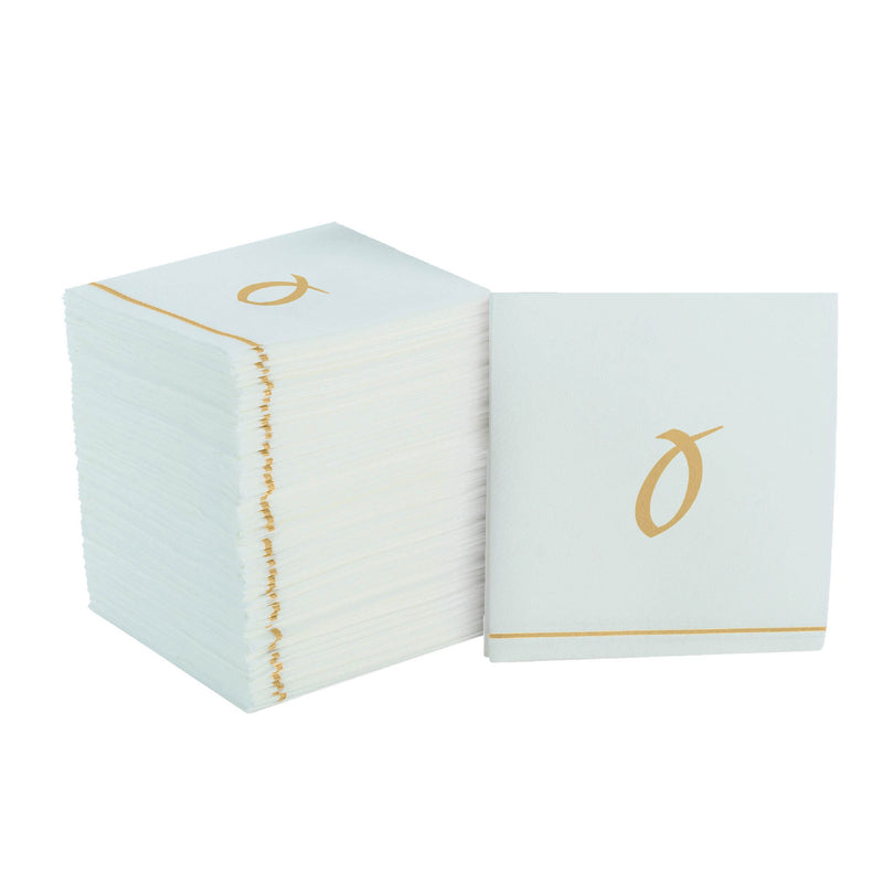 Luxe Party NYC Napkins 16 Cocktail Napkins - 5" x 5" White and Gold Hebrew AYIN Paper Cocktail Napkins | 16 Napkins