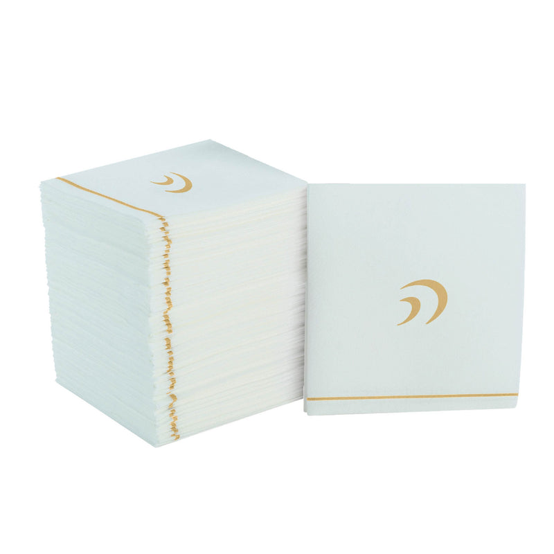 Luxe Party NYC Napkins 16 Cocktail Napkins - 5" x 5" White and Gold Hebrew HEY Paper Cocktail Napkins | 16 Napkins