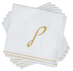 Luxe Party NYC Napkins 16 Cocktail Napkins - 5" x 5" White and Gold Hebrew LAMED Paper Cocktail Napkins | 16 Napkins