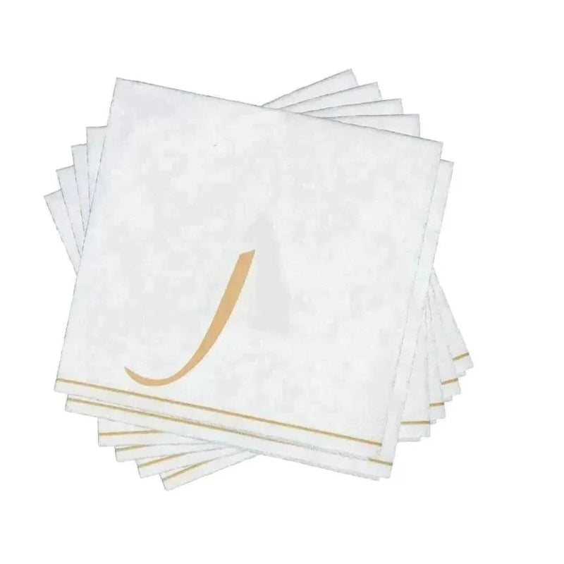 Luxe Party NYC Napkins 16 Cocktail Napkins - 5" x 5" White and Gold Hebrew NUN Paper Cocktail Napkins | 16 Napkins