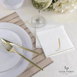 Luxe Party NYC Napkins 16 Cocktail Napkins - 5" x 5" White and Gold Hebrew NUN Paper Cocktail Napkins | 16 Napkins