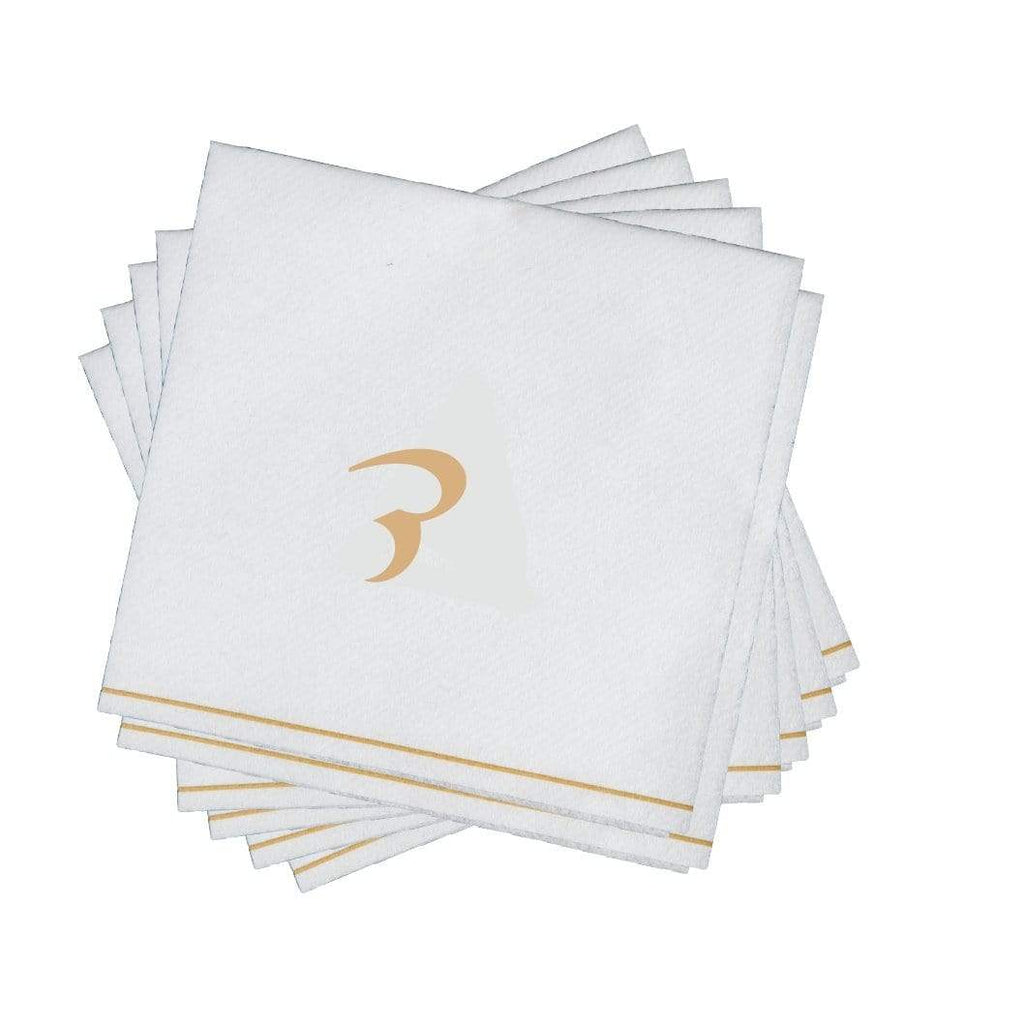 Luxe Party NYC Napkins 16 Napkins / White and Gold 16 PK White and Gold Hebrew Cocktail Paper Napkins  - DALET