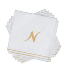 16 PK White and Gold Hebrew Cocktail Paper Napkins - MEM - Luxe Party NYC