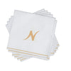 Luxe Party NYC Napkins 16 Napkins / White and Gold 16 PK White and Gold Hebrew Cocktail Paper Napkins  - MEM