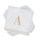 Luxe Party NYC Napkins 16 Napkins / White and Gold A - Bodoni Script Single Initial Paper Beverage Napkins