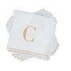 Luxe Party NYC Napkins 16 Napkins / White and Gold C - Bodoni Script Single Initial Paper Beverage Napkins