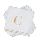 Luxe Party NYC Napkins 16 Napkins / White and Gold C - Bodoni Script Single Initial Paper Beverage Napkins