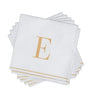 Luxe Party NYC Napkins 16 Napkins / White and Gold E - Bodoni Script Single Initial Paper Beverage Napkins