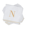 Luxe Party NYC Napkins 16 Napkins / White and Gold N - Bodoni Script Single Initial Paper Beverage Napkins