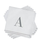 Luxe Party NYC Napkins 16 Napkins / White and Silver A - Bodoni Script Single Initial Paper Beverage Napkins