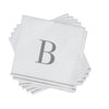 Luxe Party NYC Napkins 16 Napkins / White and Silver B - Bodoni Script Single Initial Paper Beverage Napkins