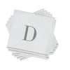 Luxe Party NYC Napkins 16 Napkins / White and Silver D - Bodoni Script Single Initial Paper Beverage Napkins