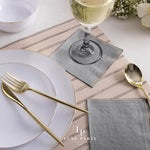 Luxe Party NYC Napkins 20 Beverage Napkins - 5" x 5" Grey with Gold Stripe Paper Cocktail Napkins | 20 Napkins