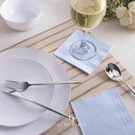 Luxe Party NYC Napkins 20 Beverage Napkins - 5" x 5" Ice Blue with Silver Stripe Paper Cocktail Napkins | 20 Napkins