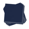 Luxe Party NYC Napkins 20 Beverage Napkins - 5" x 5" Navy with Silver Stripe Paper Cocktail Napkins | 20 Napkins