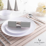 Luxe Party NYC Napkins 20 Lunch Napkins - 6.5" x 6.5" Grey with Silver Stripe Lunch Napkins | 20 Napkins