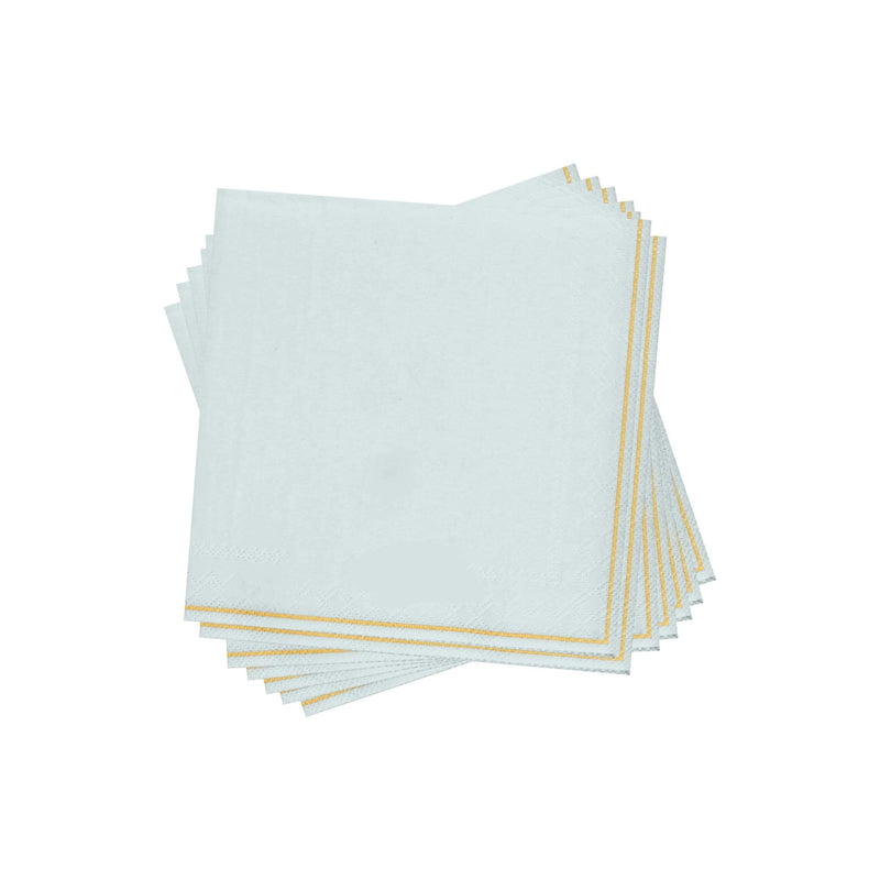 20 PK Mint with Gold Stripe Beverage Paper Napkins