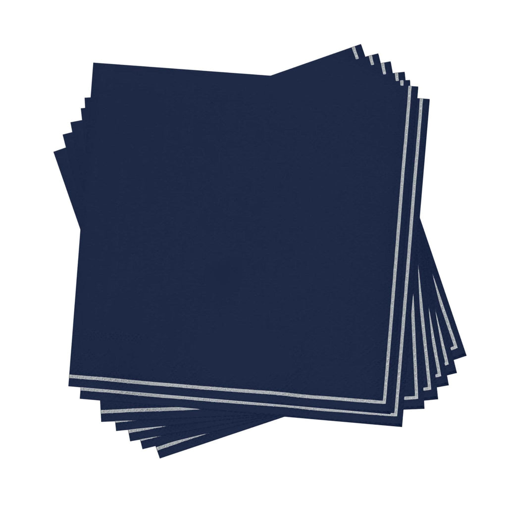 Luxe Party NYC Napkins 20 PK Navy and Silver Stripe Lunch Paper Napkins