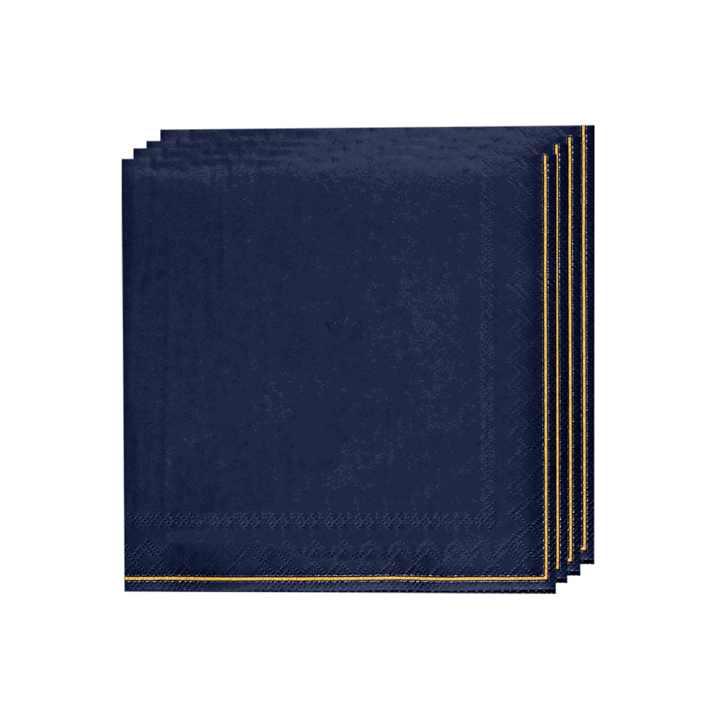 Luxe Party NYC Napkins 20 PK Navy with Gold Stripe Lunch Paper Napkins